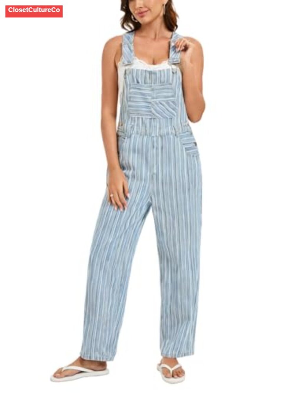 100% Cotton Wide Leg Denim Overalls Loose Fit Bib Jumpsuit